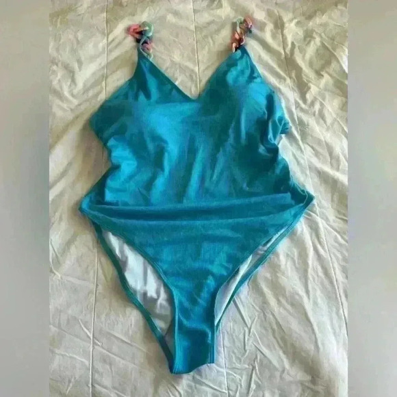 SHEIN Plus Rib Chain Linked One Piece Swimsuit sz 4X - Picture 6 of 7
